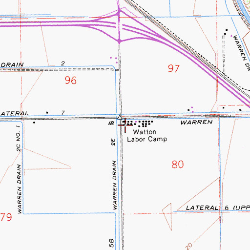 Topographic Map of Watton Labor Camp, CA