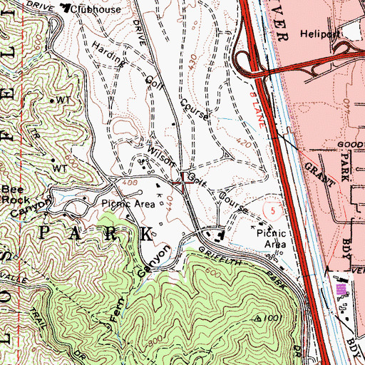 Topographic Map of Wilson Golf Course, CA
