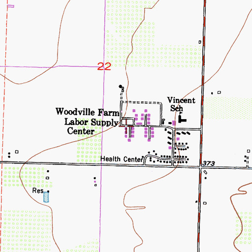 Topographic Map of Woodville Farm Labor Supply Center, CA