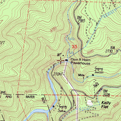 Topographic Map of Dion R Holm Powerhouse, CA