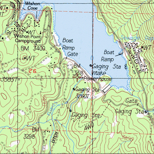 Topographic Map of Crane Valley Powerhouse, CA