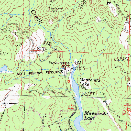 Topographic Map of Powerhouse Number Three, CA