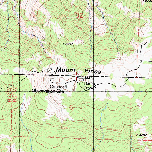 Topographic Map of Condor Observation Tower, CA