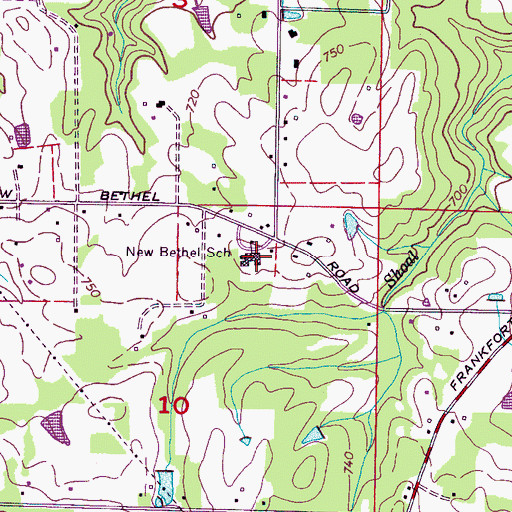 Topographic Map of New Bethel Elementary School, AL