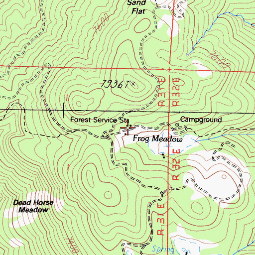 Topographic Map of Frog Meadows Guard Station, CA