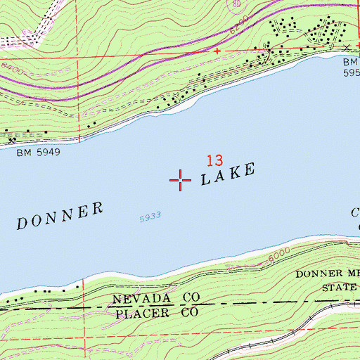 Topographic Map of Donner Lake, CA