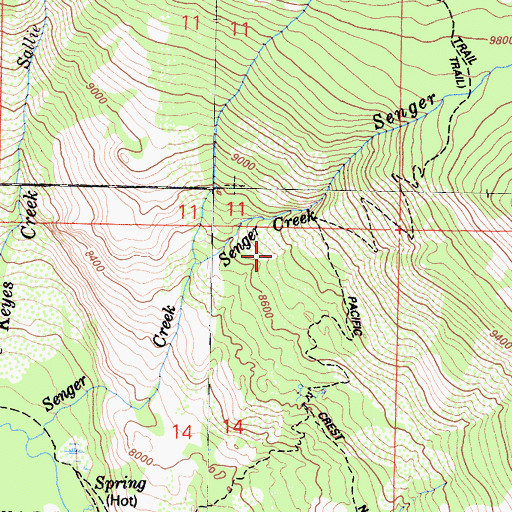 Topographic Map of John Muir Wilderness, CA