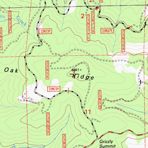 Topographic Map of Oak Ridge, CA