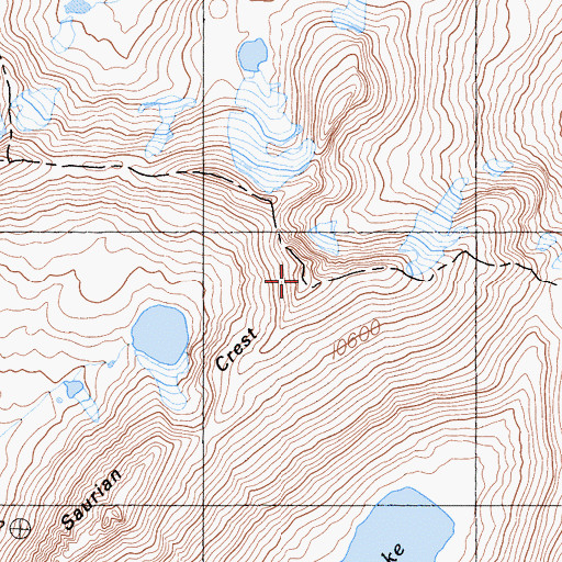 Topographic Map of Saurian Crest, CA
