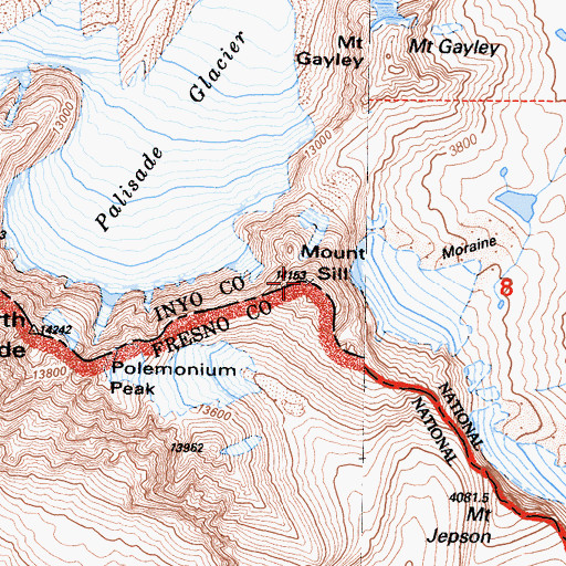 Topographic Map of Mount Sill, CA