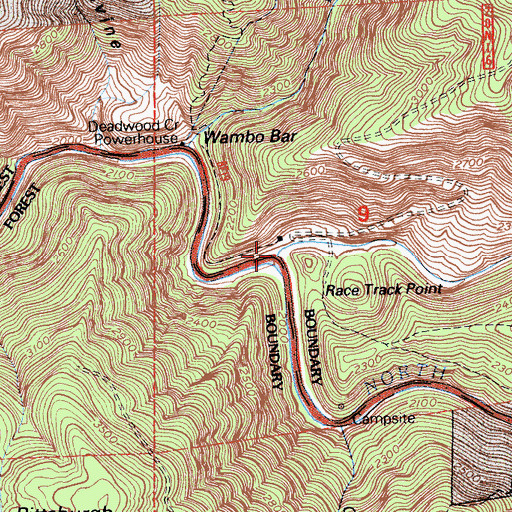 Topographic Map of Slate Creek, CA