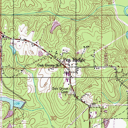 Topographic Map of Oak Grove Junior High School, AL