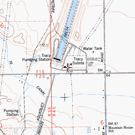 Topographic Map of Tracy Substation, CA