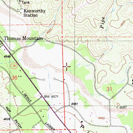 Topographic Map of Pipe Creek, CA