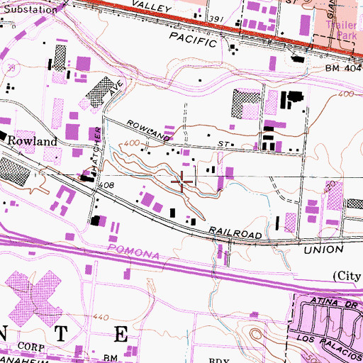 Topographic Map of Puente Hills, CA