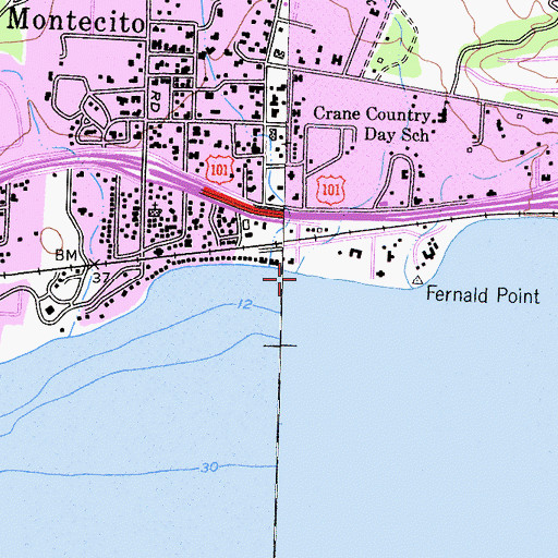 Topographic Map of San Ysidro Creek, CA