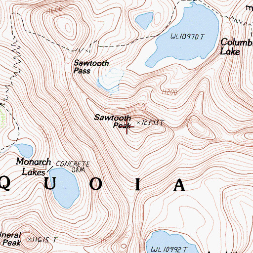 Topographic Map of Sawtooth Peak, CA