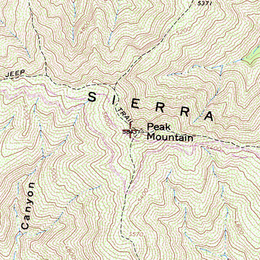 Topographic Map of Sierra Madre Mountains, CA