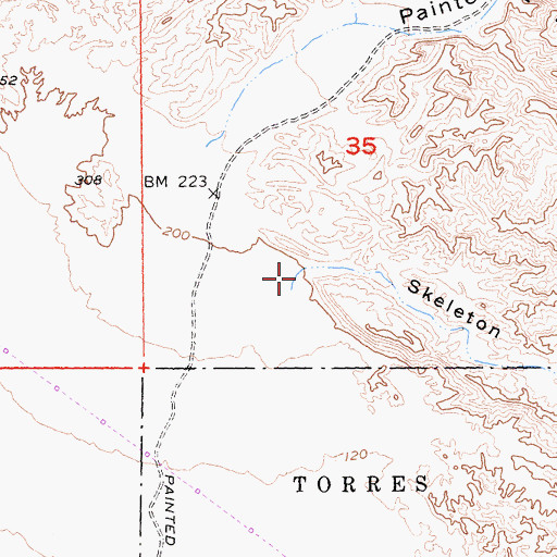 Topographic Map of Skeleton Canyon, CA