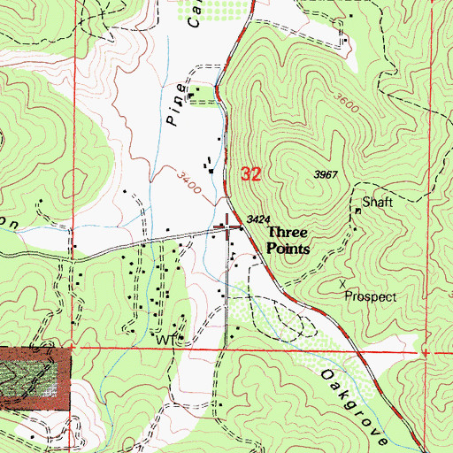 Topographic Map of Three Points, CA