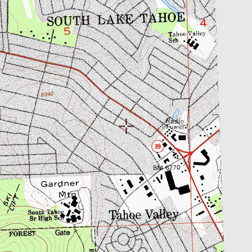 Topographic Map of Lake Tahoe Basin Management Unit Headquarters, CA