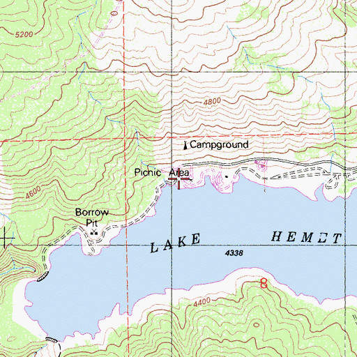 Topographic Map of Lake Hemet Picnic Area, CA