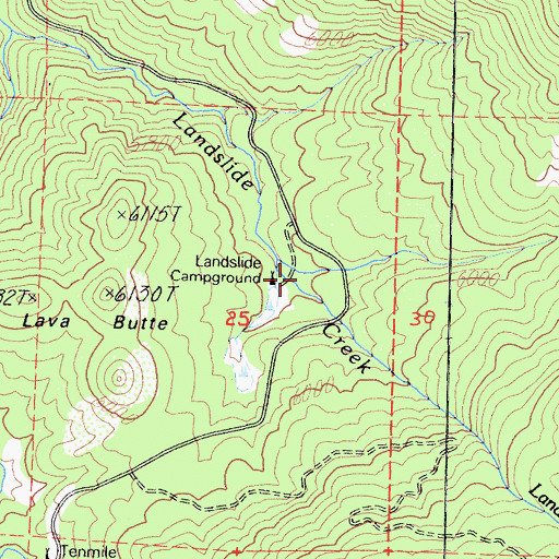 Topographic Map of Landslide Campground, CA