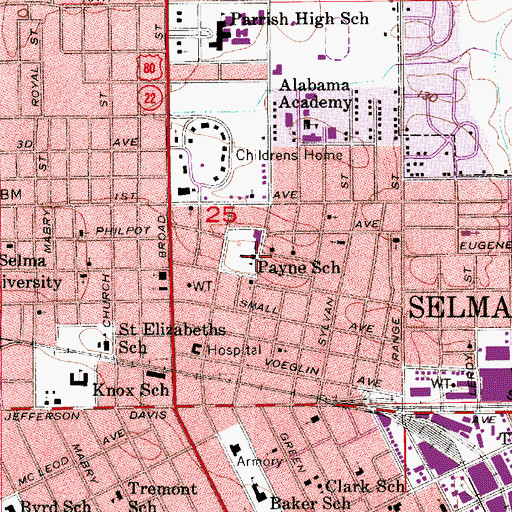 Topographic Map of Payne Elementary School, AL