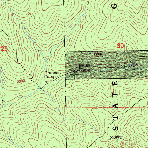 Topographic Map of Brush Camp, CA