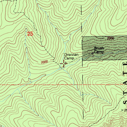 Topographic Map of Drennan Camp, CA