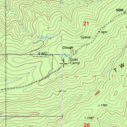 Topographic Map of Goat Camp, CA
