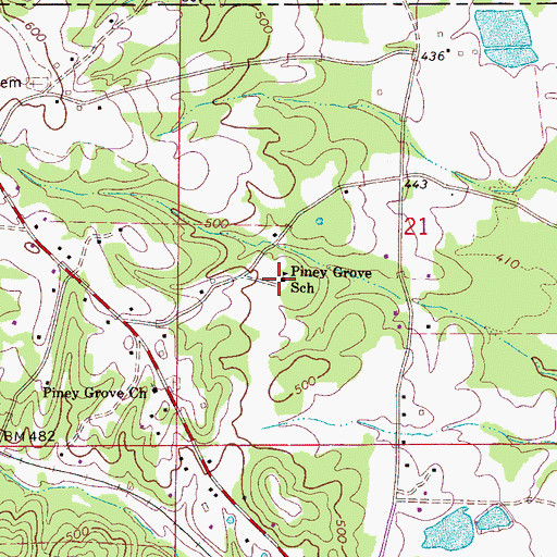Topographic Map of Piney Grove Junior High School, AL