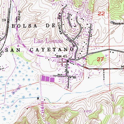 Topographic Map of Las Lomas, CA