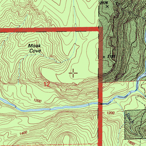 Topographic Map of Moak Cove, CA
