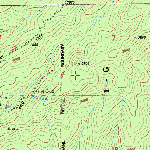 Topographic Map of Old Lassen Trail, CA