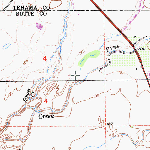 Topographic Map of Campbell Creek, CA
