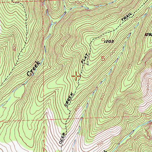 Topographic Map of Deer Creek Flat Trail, CA