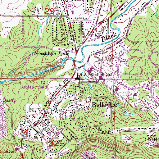 Topographic Map of Mitchell Elementary School, AL