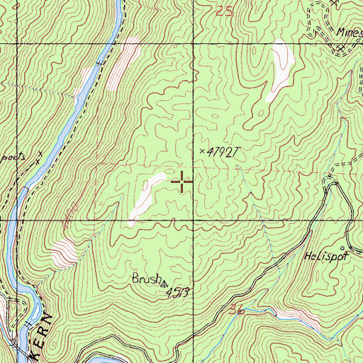 Topographic Map of Brush Creek Flat, CA