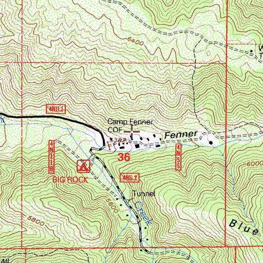 Topographic Map of Los Angeles County Camp Farmer, CA