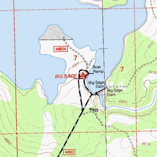 Topographic Map of Big Sage Campground, CA