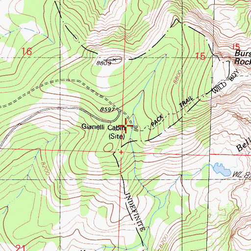 Topographic Map of Gianelli Cabin, CA