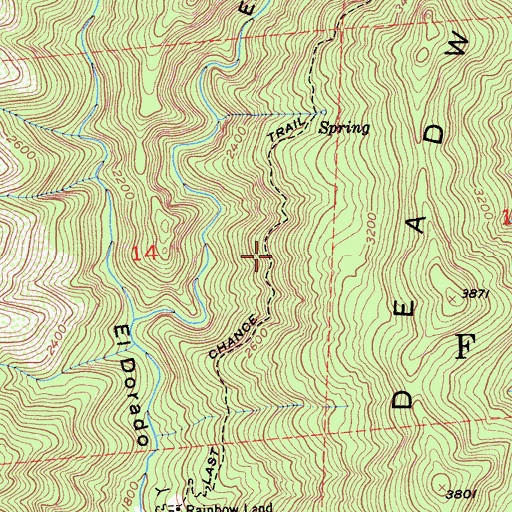 Topographic Map of Last Chance Trail, CA