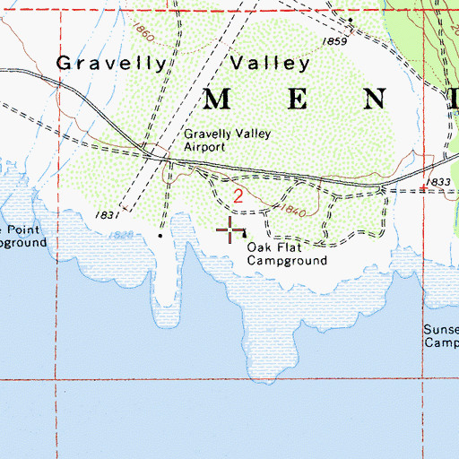 Topographic Map of Oak Flat Campground, CA