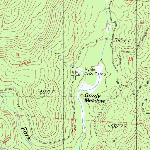 Topographic Map of Ryans Cow Camp, CA