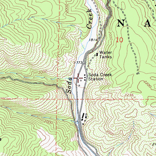 Topographic Map of Soda Creek Station, CA