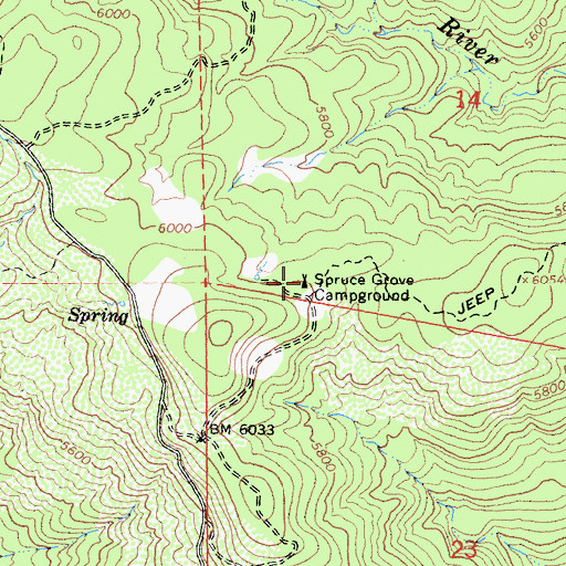Topographic Map of Spruce Grove Campground, CA