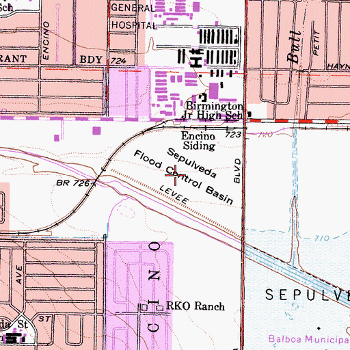 Topographic Map of Sepulveda Flood Control Basin, CA