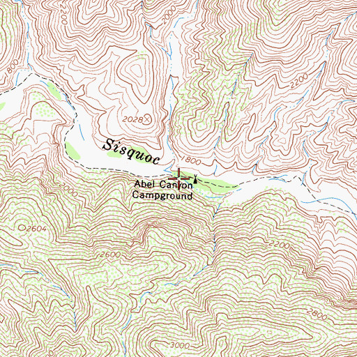 Topographic Map of Abel Canyon Campground, CA