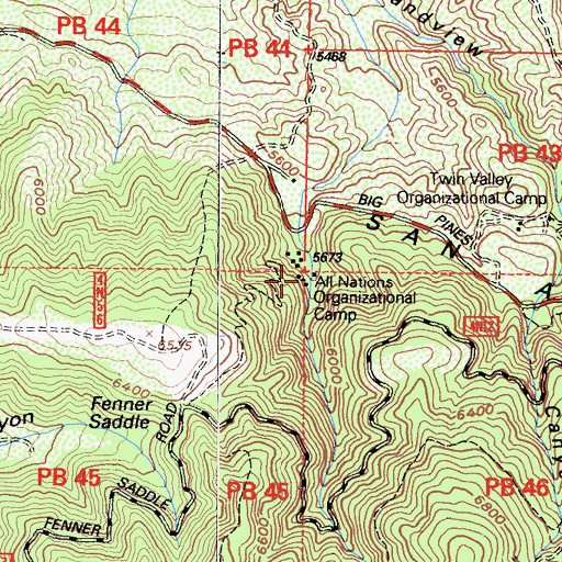 Topographic Map of All Nations Camp, CA
